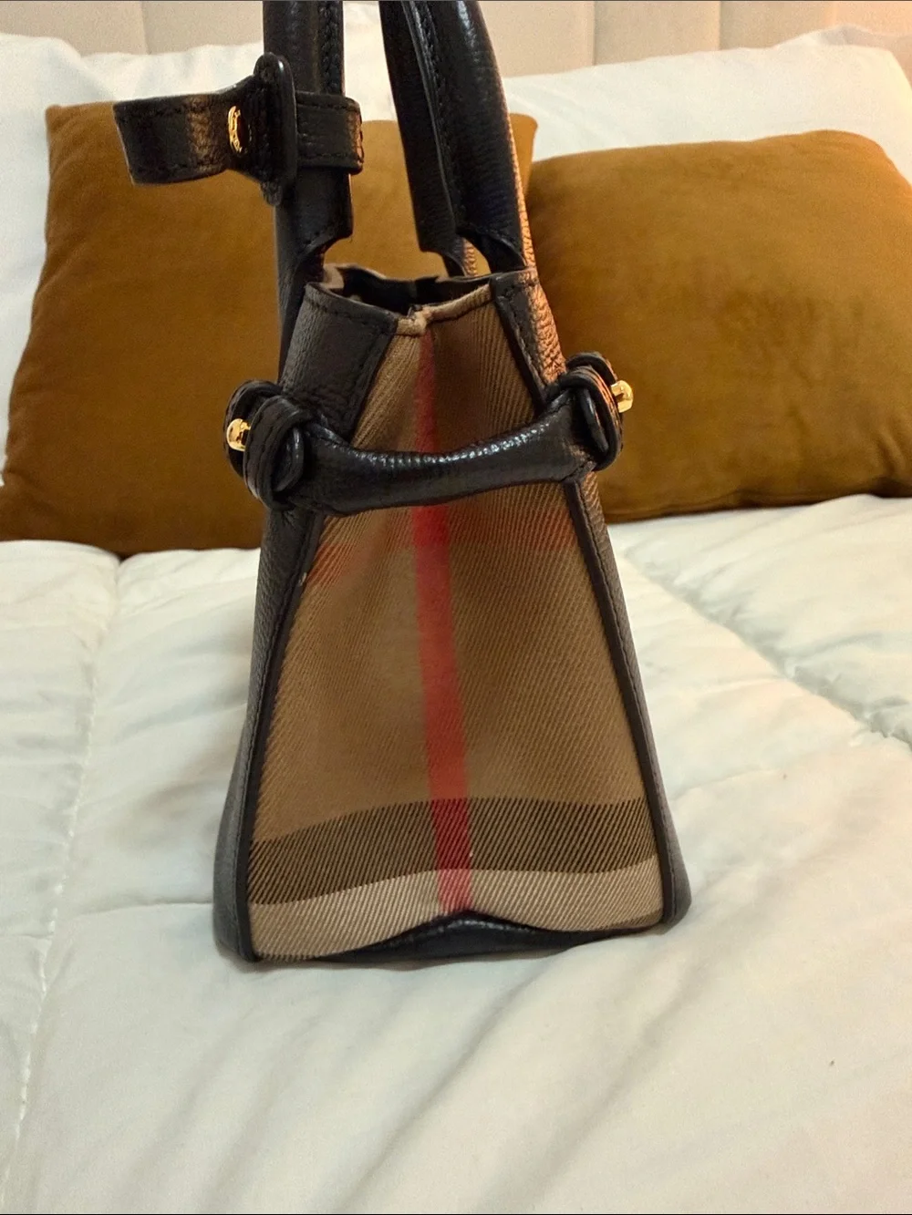 Burberry Black Leather Mini Satchel with Gold Hardware